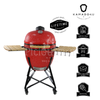 Kép 1/5 - Kamado4u kerámia grill D50 piros állványos Pecan Modell