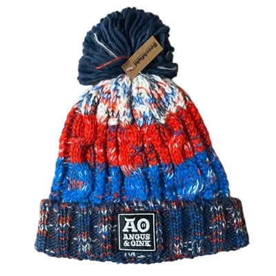 Angus & Oink Beanie (Fehér, Piros, Kék)