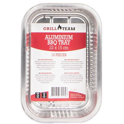 GrillTeam BBQ alumínium tálca 22x15x4,3cm, 10 db
