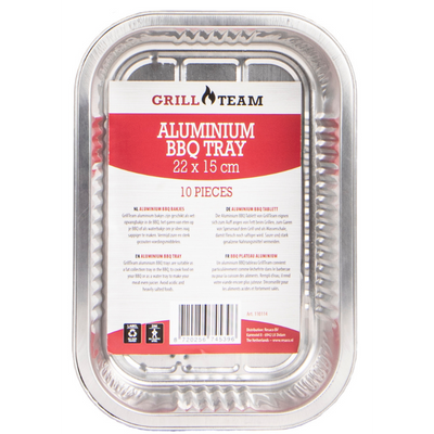 GrillTeam BBQ alumínium tálca 22x15x4,3cm, 10 db