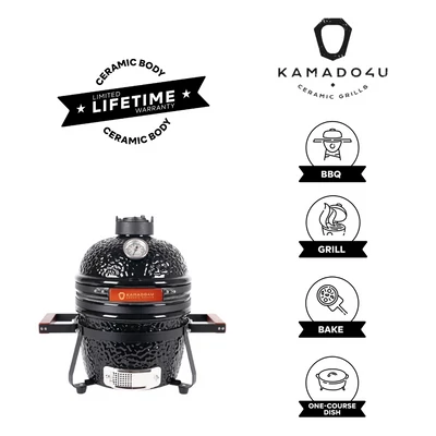 Kamado4u kerámia grill NEO Mini 27 cm fekete asztali kivitel