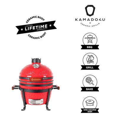 Kamado4u EVO Traveller D34 kerámia grill piros asztali