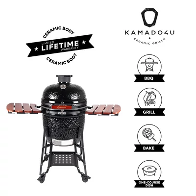 Kamado4u EVO Meater kerámia grill fekete állványos