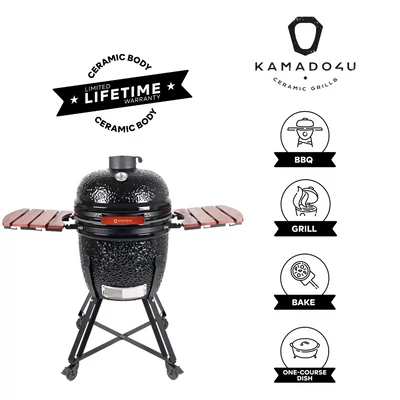 Kamado4u NEO Meater D47 kerámia grill fekete állványos