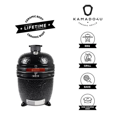 Kamado4u EVO Meater kerámia grill fekete pultba építhető