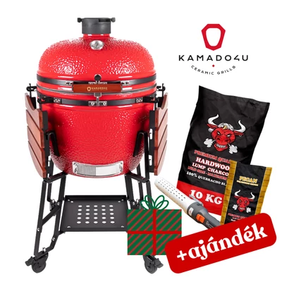 Kamado4u EVO Greater D52 kerámia grill piros állványos 