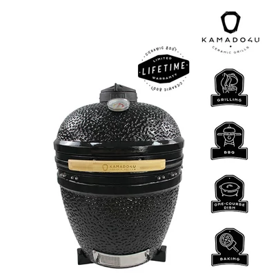 Kamado4u Kerámia grill D47 fekete pultba építhető Pecan Modell