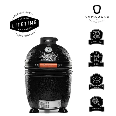 Kamado4u Family D38 kerámia grill fekete pultba építhető Classic Modell