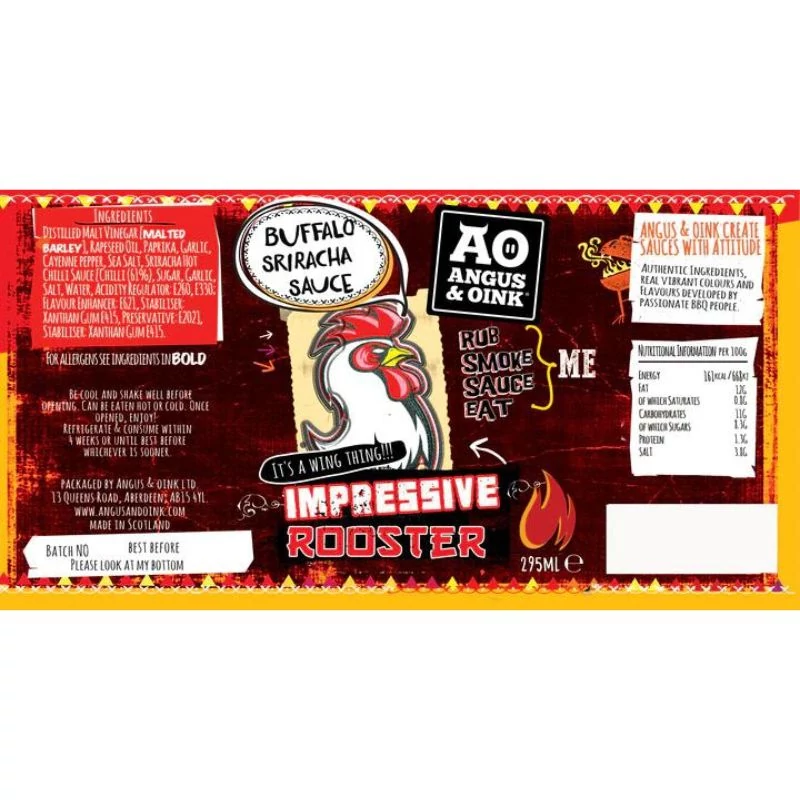  Angus &amp; Oink Impressive Rooster Buffalo Sriracha