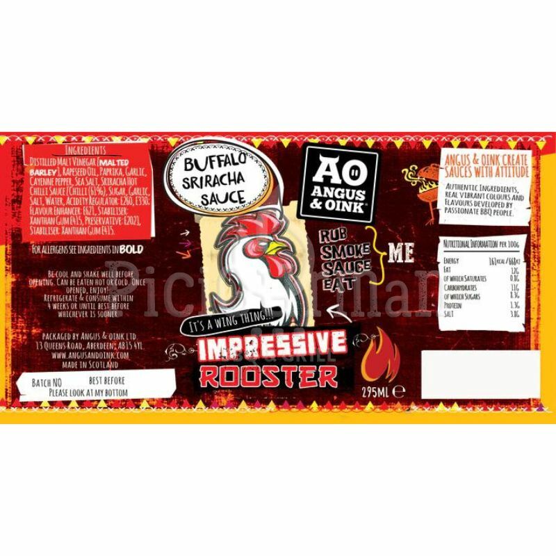  Angus &amp; Oink Impressive Rooster Buffalo Sriracha