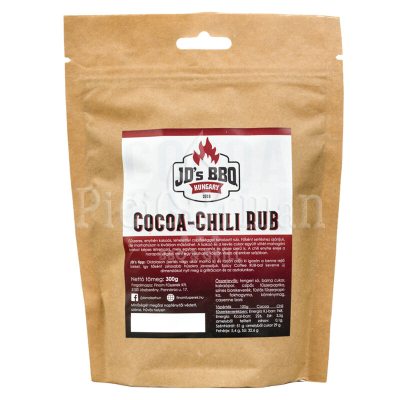 JD`s BBQ Hungary Cocoa Chili Rub 300 g visszazárható tasakban