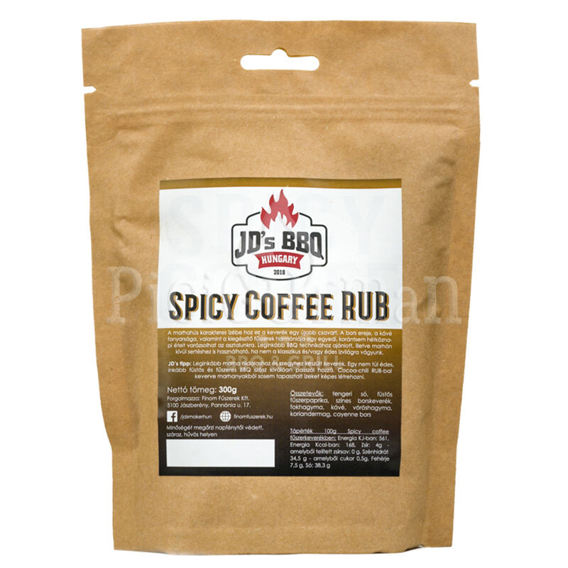 JD`s BBQ Hungary Spicy Coffee Rub 300 g visszazárható tasakban