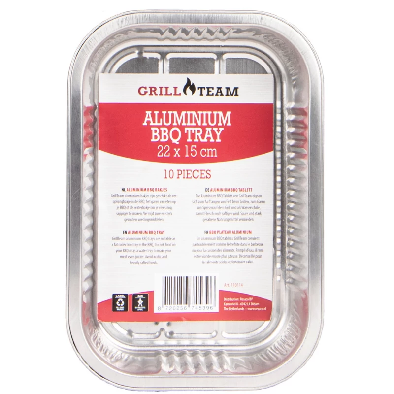 GrillTeam BBQ alumínium tálca 22x15x4,3cm, 10 db