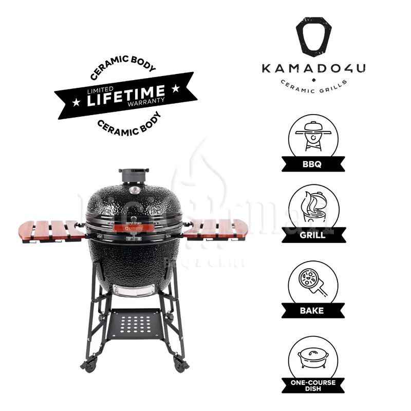 Kamado4u EVO Greater D52 kerámia grill fekete állványos Classic