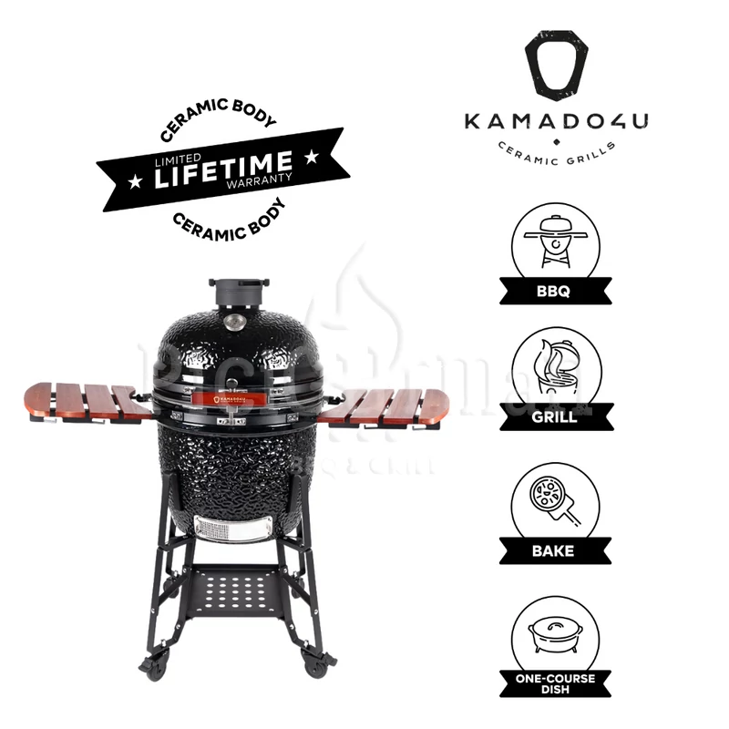 Kamado4u EVO Meater kerámia grill fekete állványos