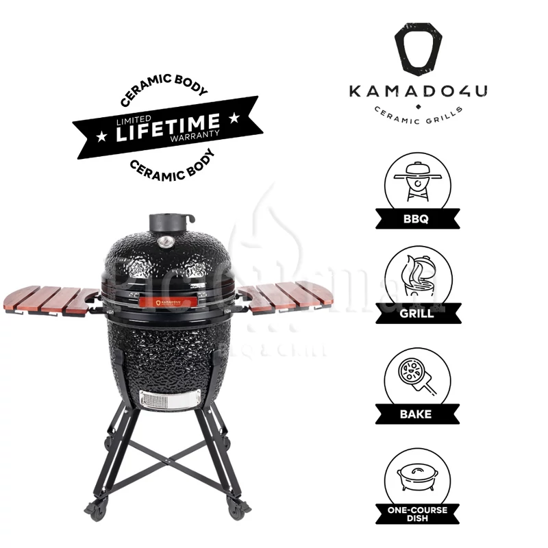 Kamado4u NEO Meater D47 kerámia grill fekete állványos