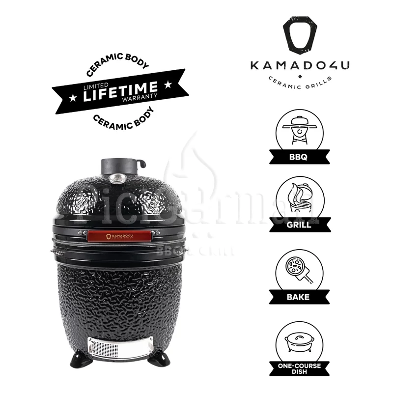Kamado4u NEO Meater D47 kerámia grill fekete pultba építhető