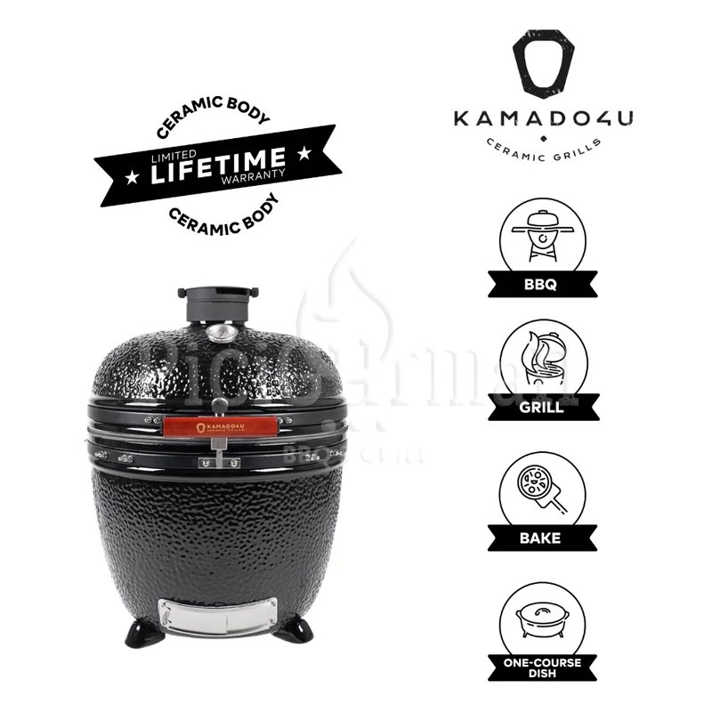Kamado4u EVO Greater D52 kerámia grill fekete pultba építhető
