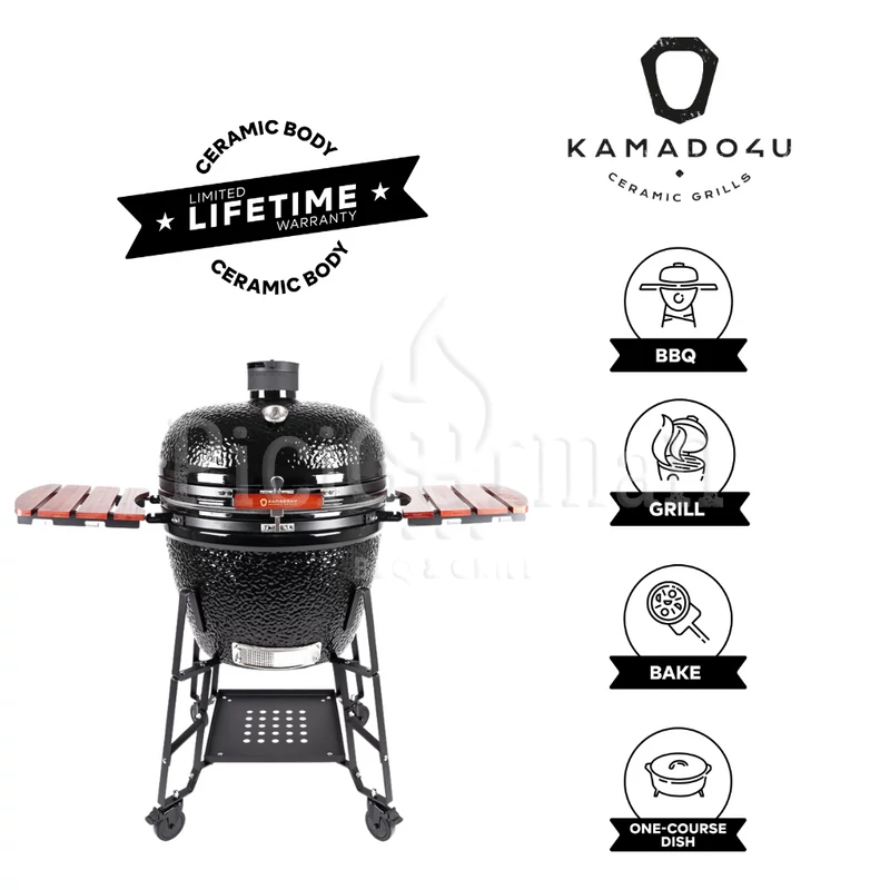 Kamado4u EVO Greater Plus D57 kerámia grill fekete állványos
