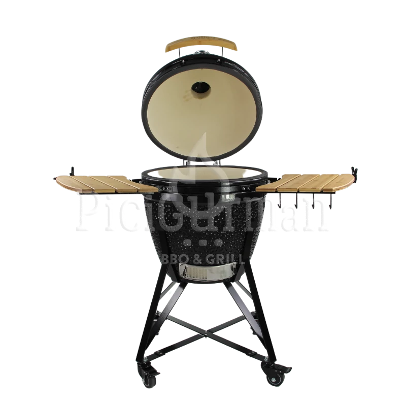 Kamado4u Kerámia grill D47 fekete állványos Pecan Modell