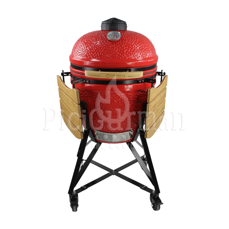 Kamado4u Kerámia grill D47 piros állványos Pecan Modell