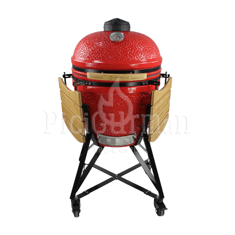 Kamado4u Kerámia grill D47 piros állványos Pecan Modell