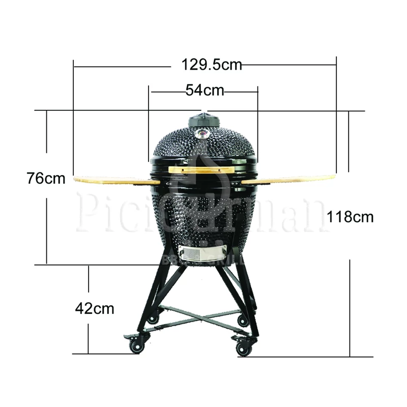 Kamado4u Kerámia grill D47 piros állványos Pecan Modell