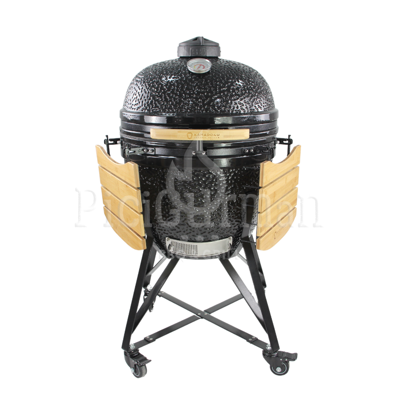 Kamado4u Kerámia grill D50 fekete állványos Pecan Modell