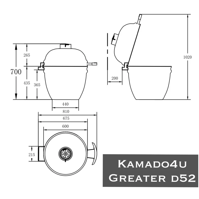 Kamado4u NEO CLASSIC Greater kerámia grill fekete pultba építhető