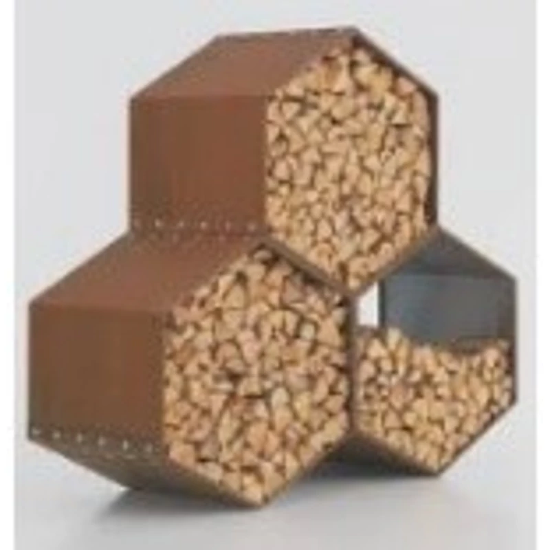 PGM Outdoor tűzifatartó méhsejt forma corten