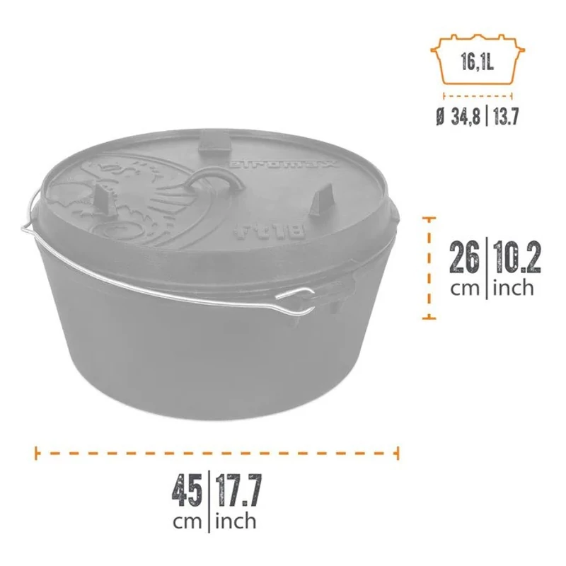 Petromax Dutch Oven ft18 lábak nélkül/lapos fenék