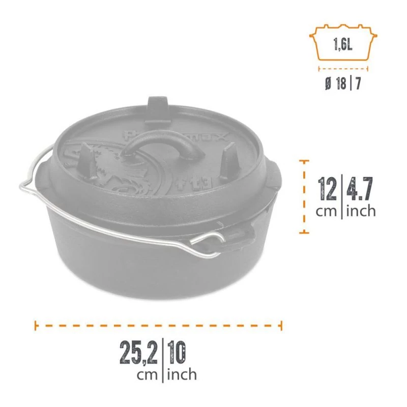 Petromax Dutch Oven ft3 lábak nélkül/lapos fenék