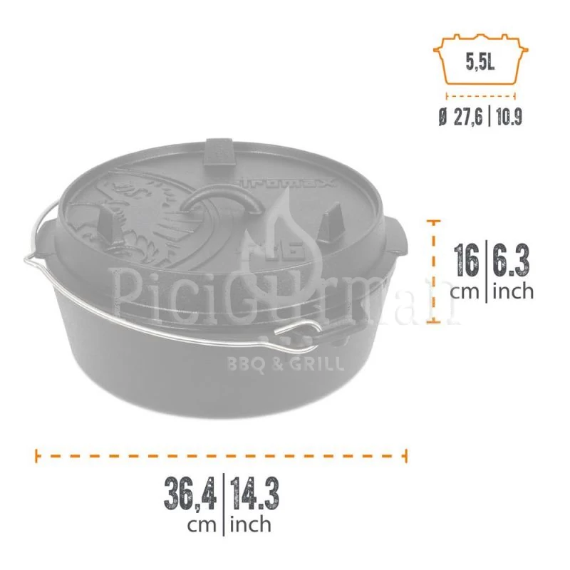 Petromax Dutch Oven ft6 lábak nélkül/lapos fenék