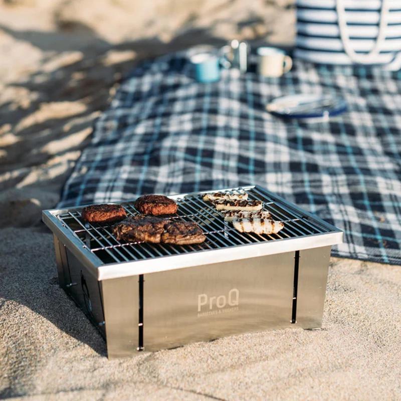 ProQ FlatDog hordozható BBQ grill - rozsdamentes acél