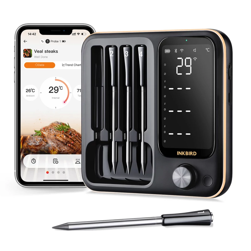 Inkbird Vezetéknélküli hőmérő 4 szondás